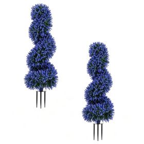 2 Pack Realistic Lifelike Faux Spiral Plant, All-Weather PE Artificial Flower Shrub For Indoor Outdoor Home Garden Decoration - Purple 2 Pack Realistic Lifelike Faux Spiral Plant, All-Weather PE Artificial Flower Shrub For Indoor Outdoor Home Garden Decoration - Purple