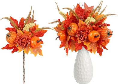 Fall Deco 4PCS Artificial Autumn Pumpkin Berry Flower Maple Plant Stems Picks Vase Decorations Fall Deco 4PCS Artificial Autumn Pumpkin Berry Flower Maple Plant Stems Picks Vase Decorations